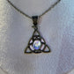 Mystic Trinity Knot Necklace with Iridescent Stone – Adjustable 60cm Chain
