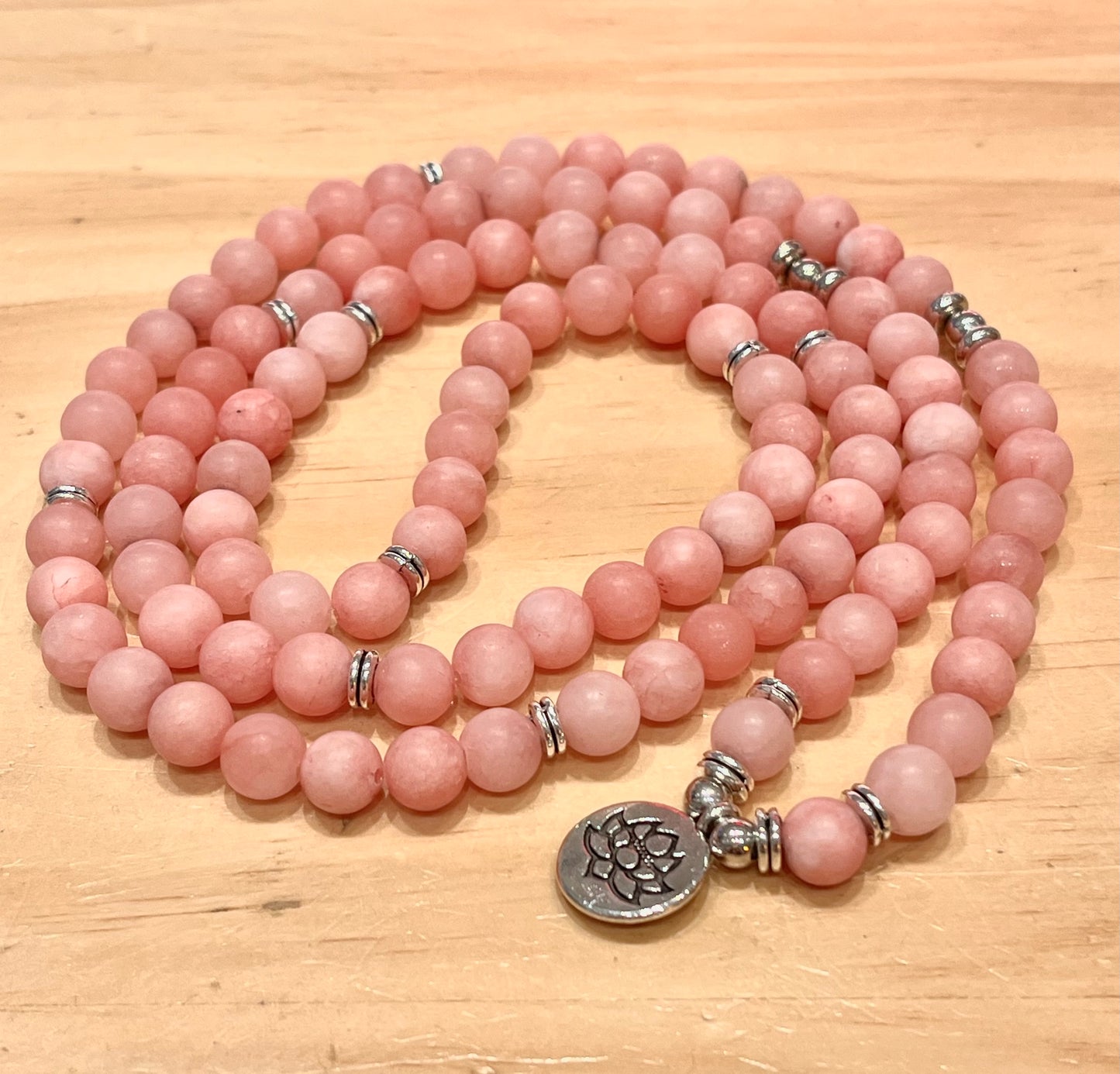 Pink Opal 108 Beads Mala Necklaces