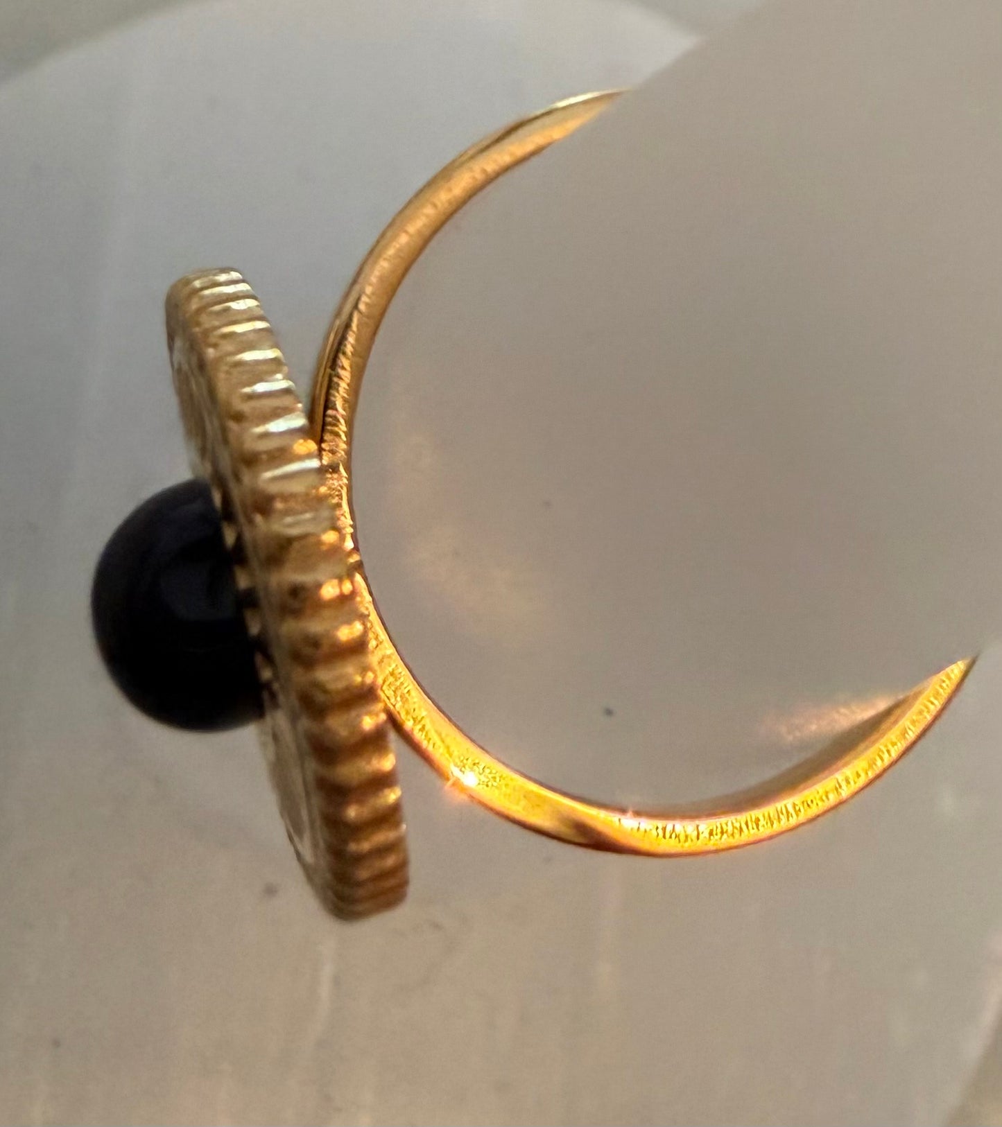 Black Obsidian 18k Gold Plated Adjustable Ring