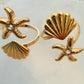 Star,  Shell and a Zircon Gold Plated waterproof Adjustable Ring