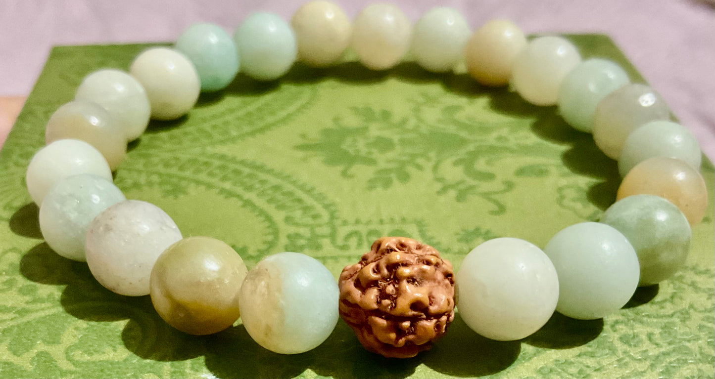 Amazonite & Rudraksha Bracelet 8mm