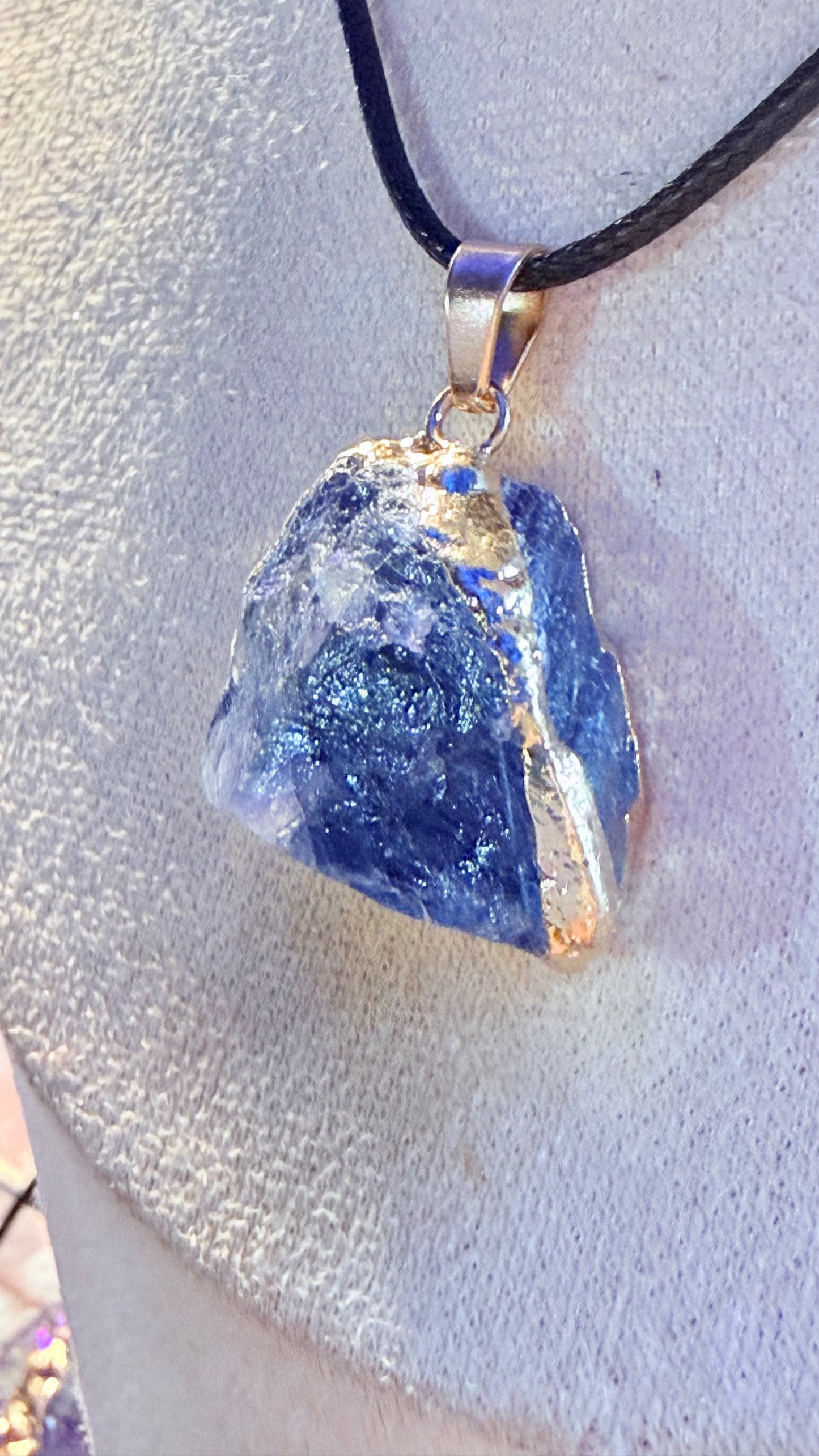 Natural Raw Fluorite Pendant Necklace