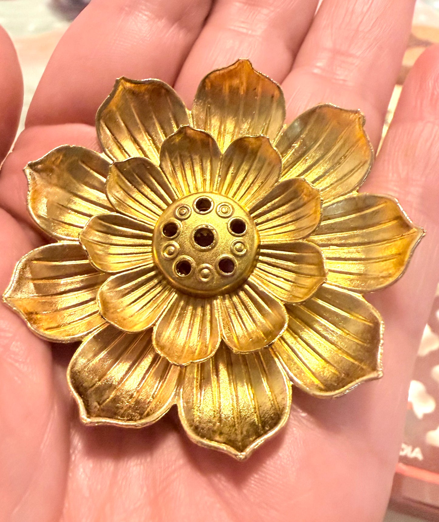 Golden Lotus Incense Holder