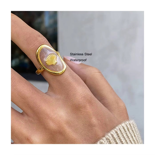 Shell Adjustable Gold Plated Waterproof Ring