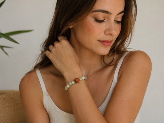 Amazonite & Rudraksha Bracelet 8mm