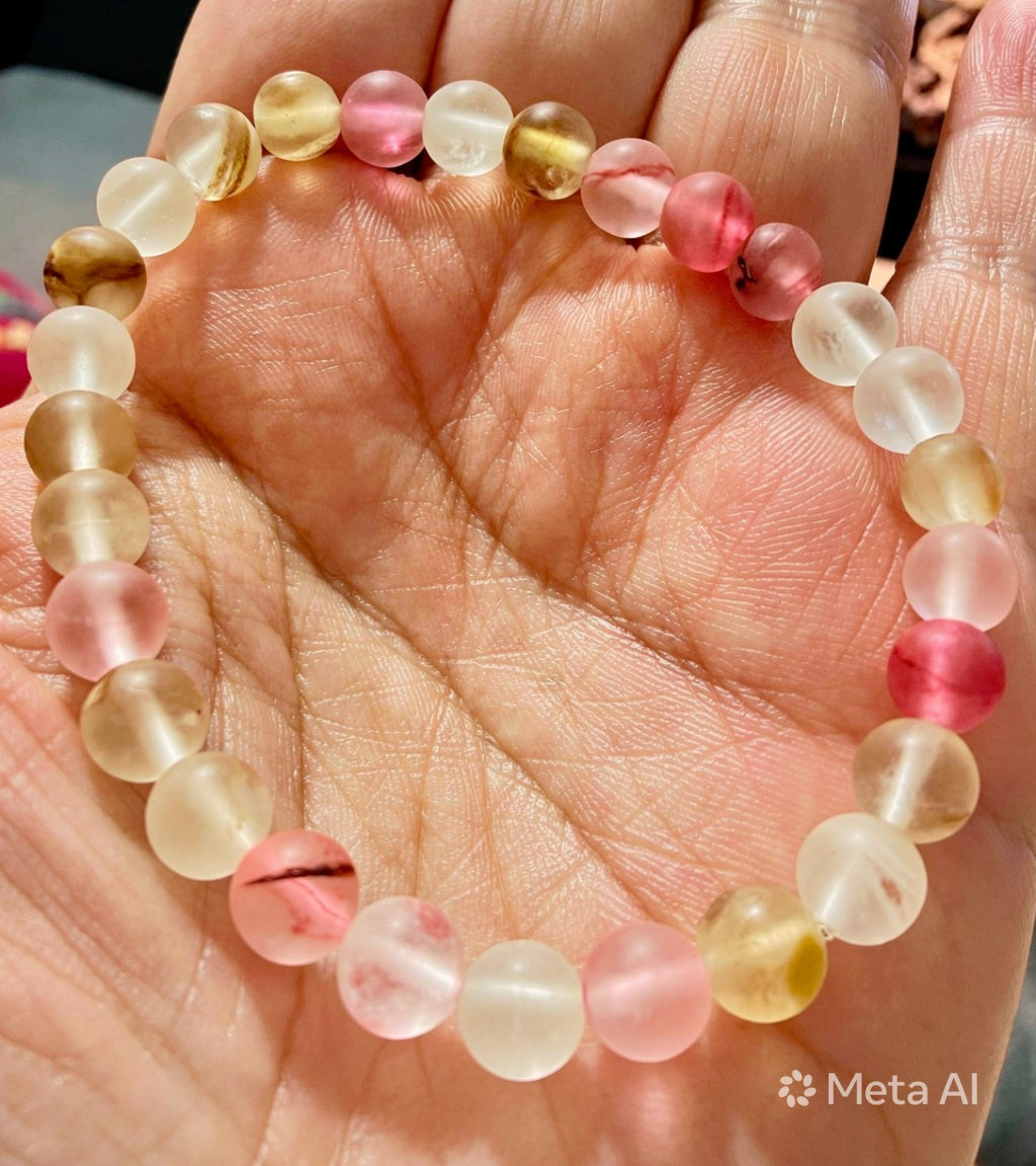 Matte Watermelon Quartz 6mm Bracelet