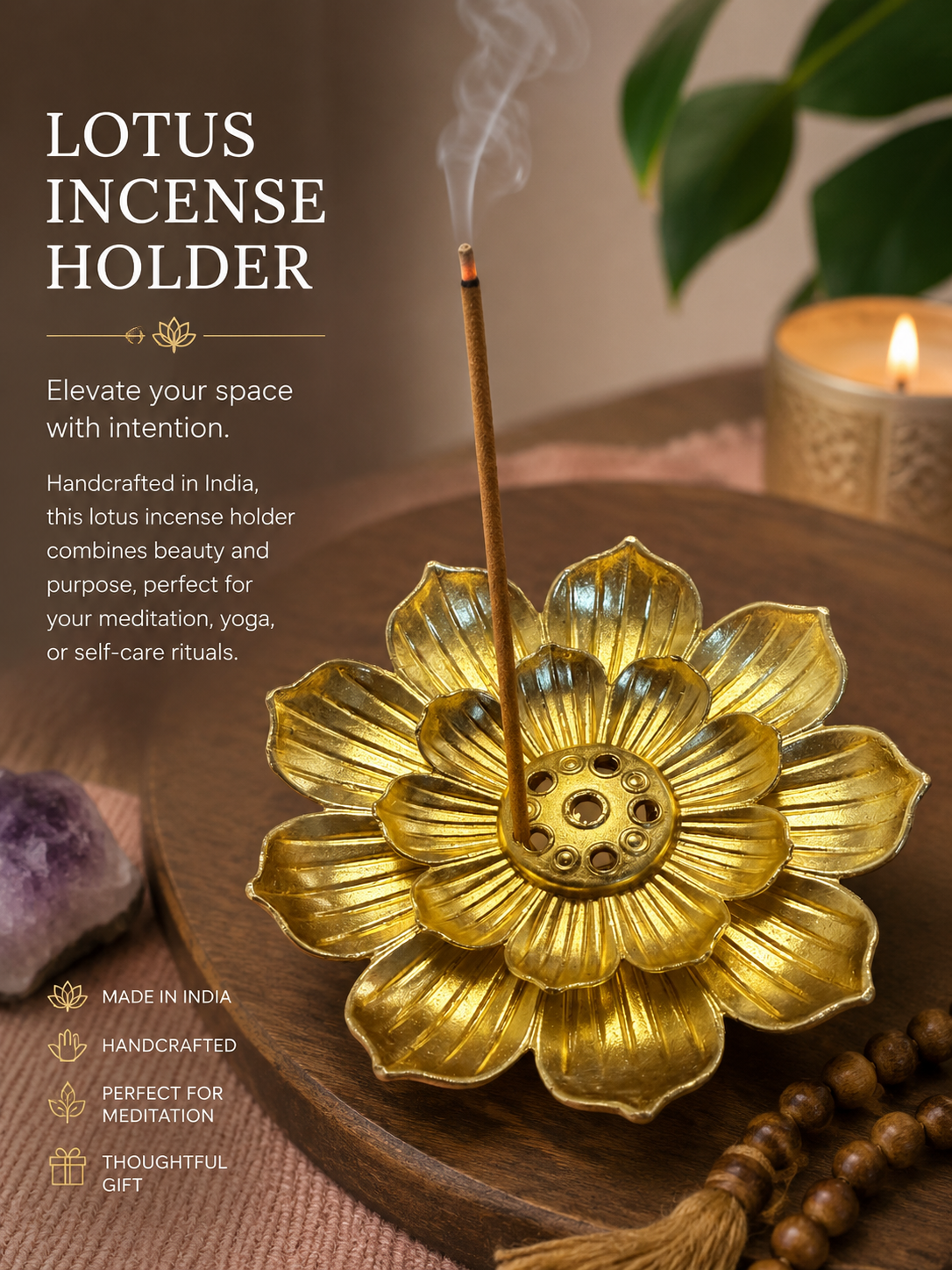 Golden Lotus Incense Holder