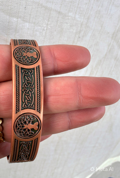 Celtic Tree of Life Copper Magnetic Bangle