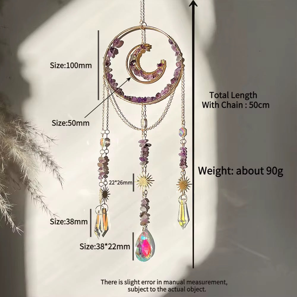 Round and Moon Natural Crystal Suncatchers