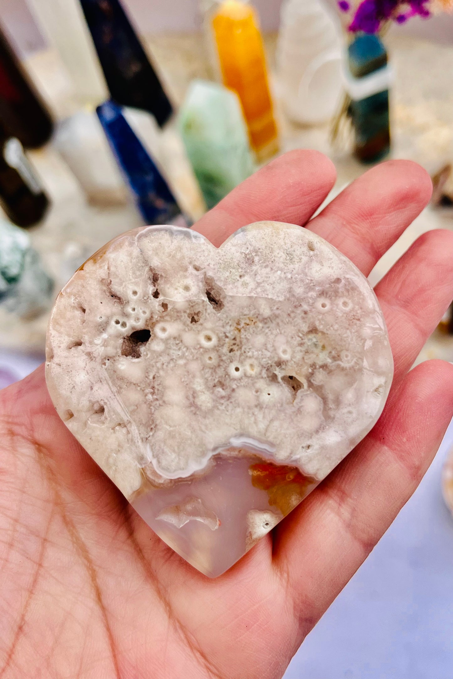 Flower Agate Heart