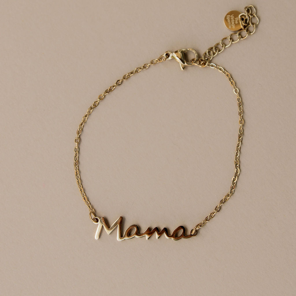 Mama Script Bracelet Gold plated 18k