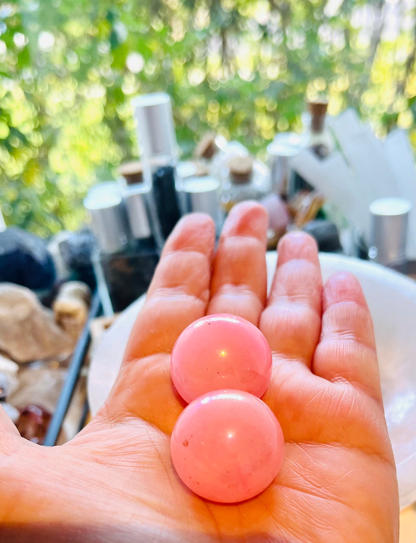 Aura Rose Quartz Small Spheres