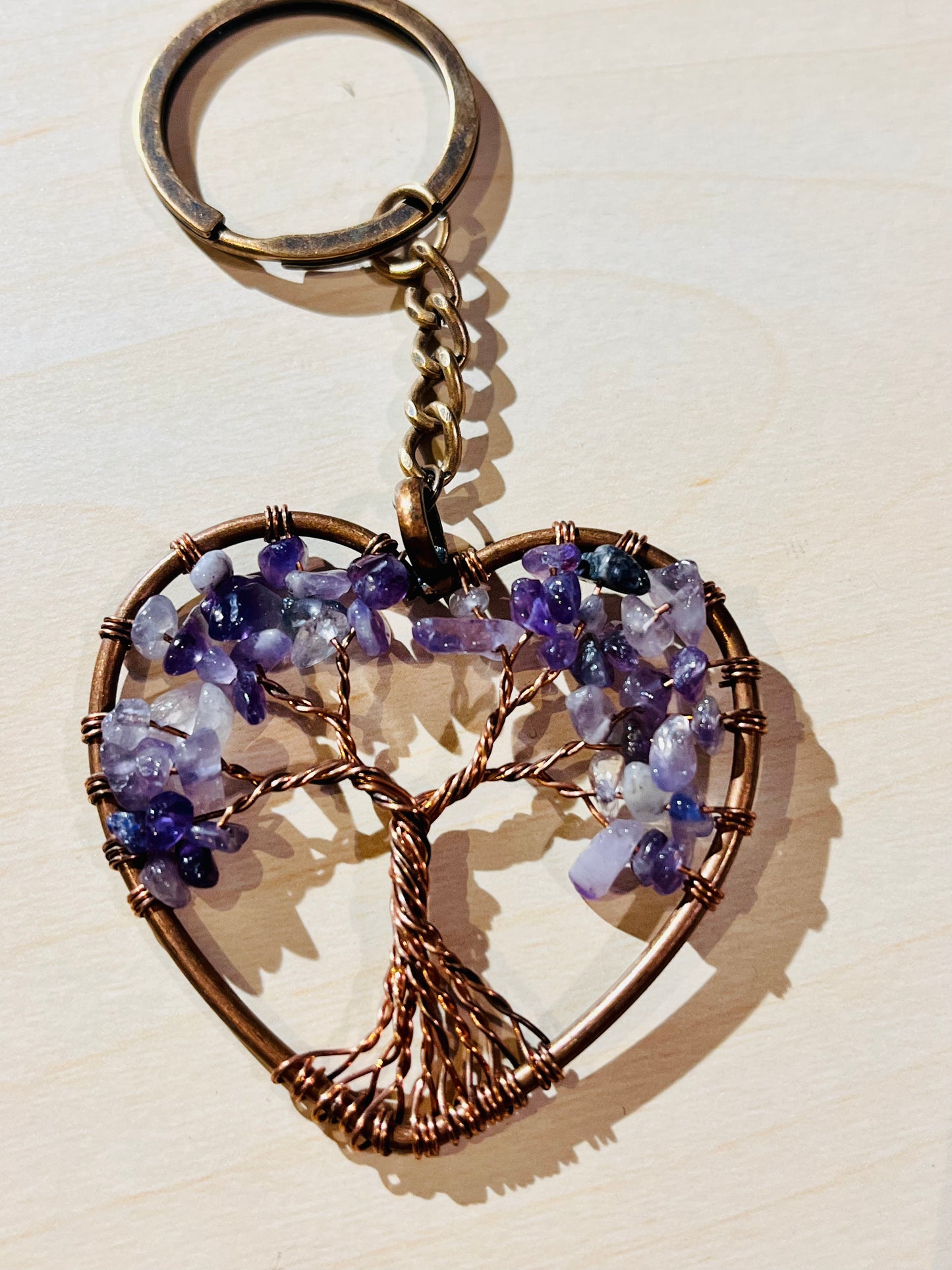 Tree of Life Keyring 7 Chakra Healing Crystal