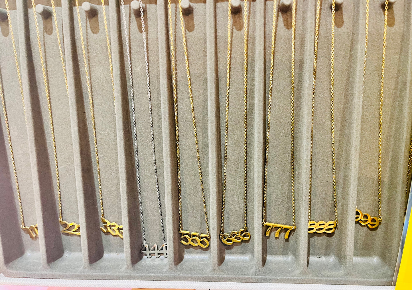 Angel Numbers Necklaces, Gold Plated 18K