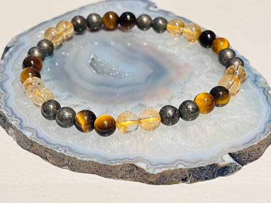 Abundance Bracelet, Pyrite, Tiger Eye and Citrine