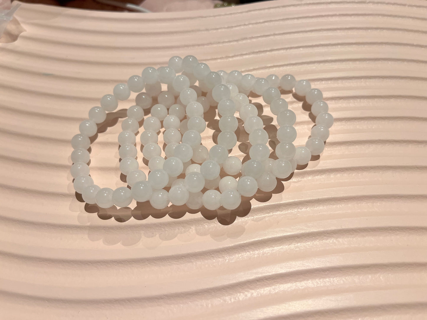 Unique White Jade 6mm and 8mm Bracelets