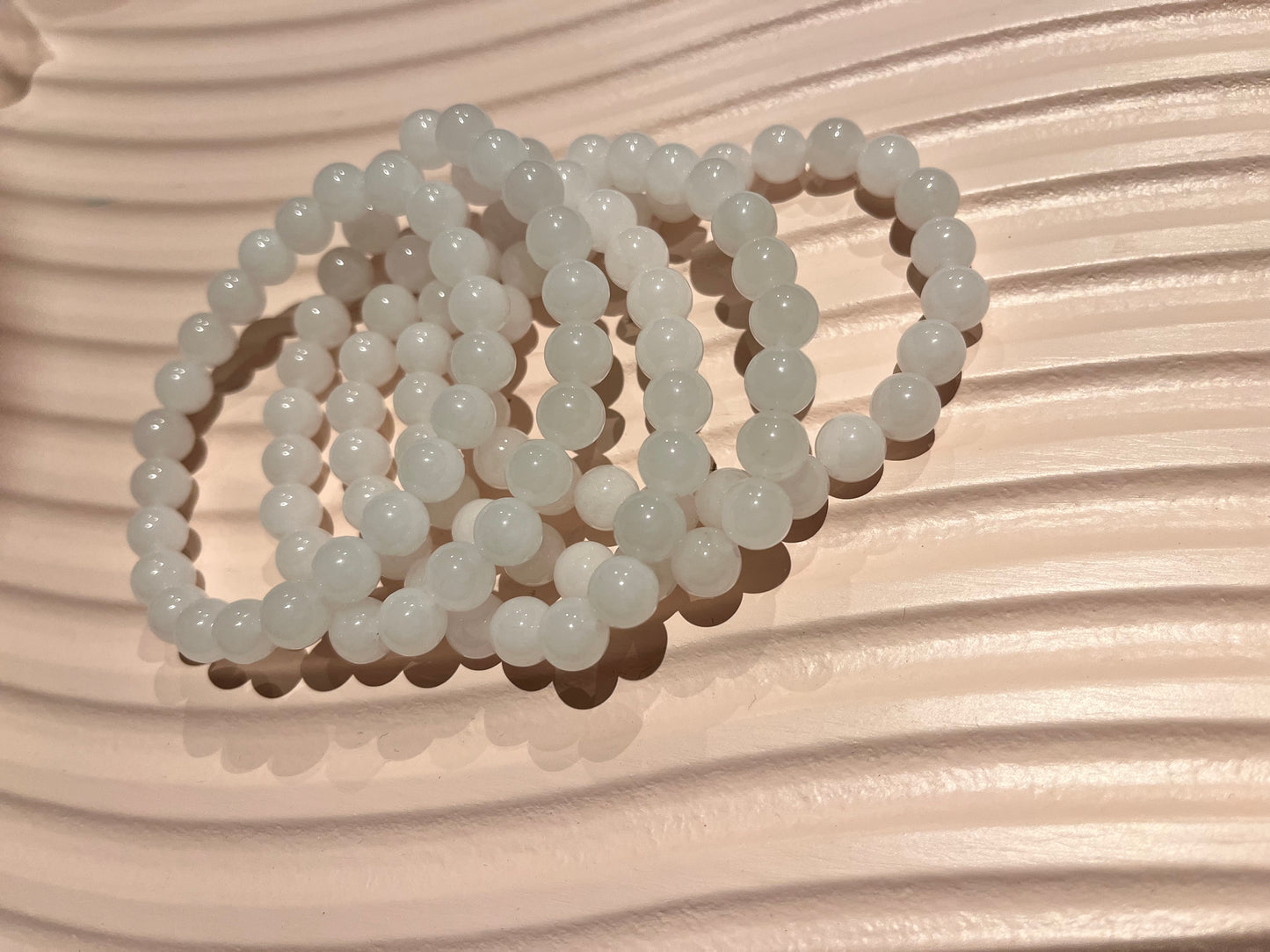 Unique White Jade 6mm and 8mm Bracelets
