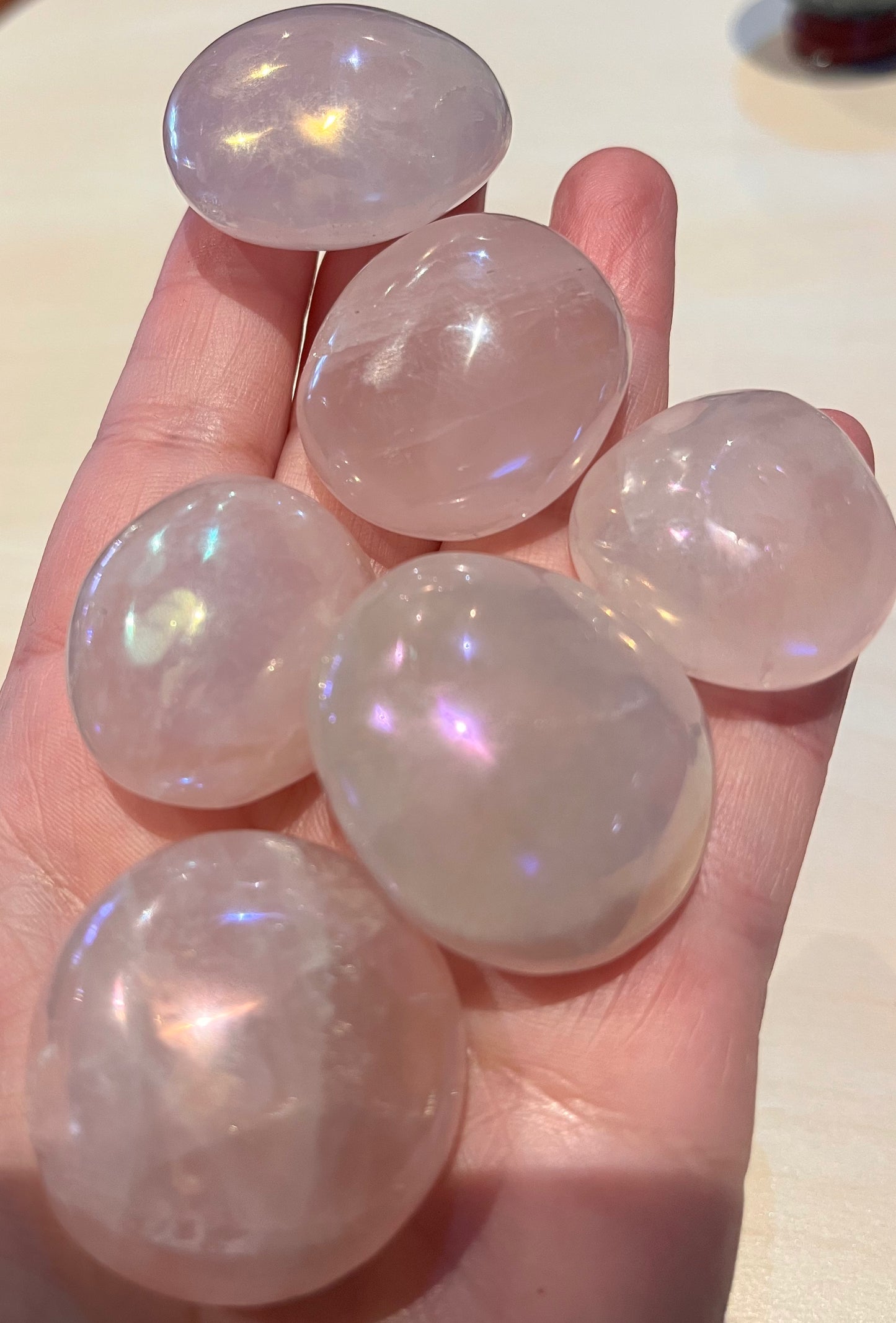 Aura Rose Quartz Small Palm Stones