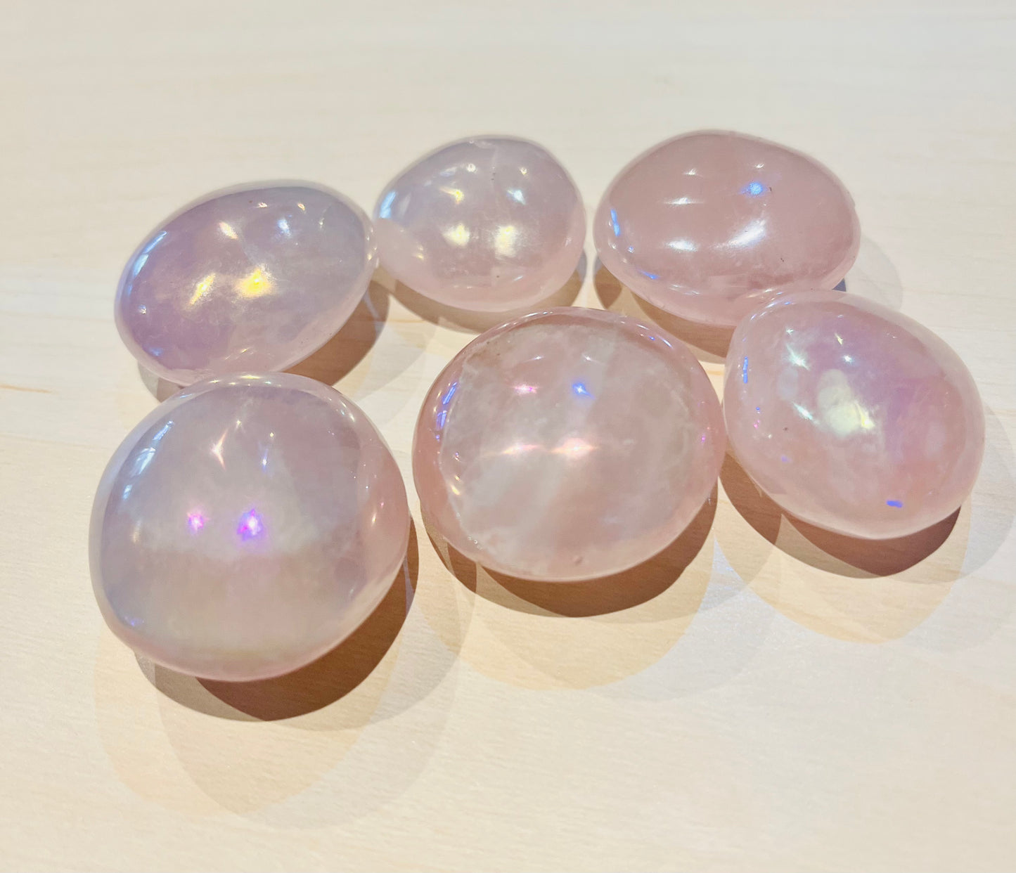 Aura Rose Quartz Small Palm Stones