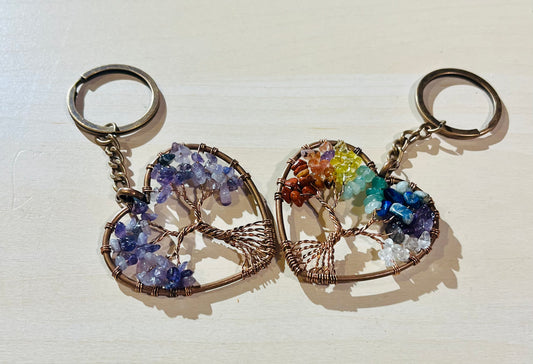 Tree of Life Keyring 7 Chakra Healing Crystal