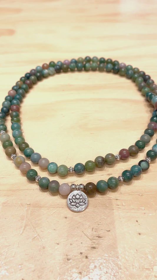 Moss Agate Mala 108 Beads