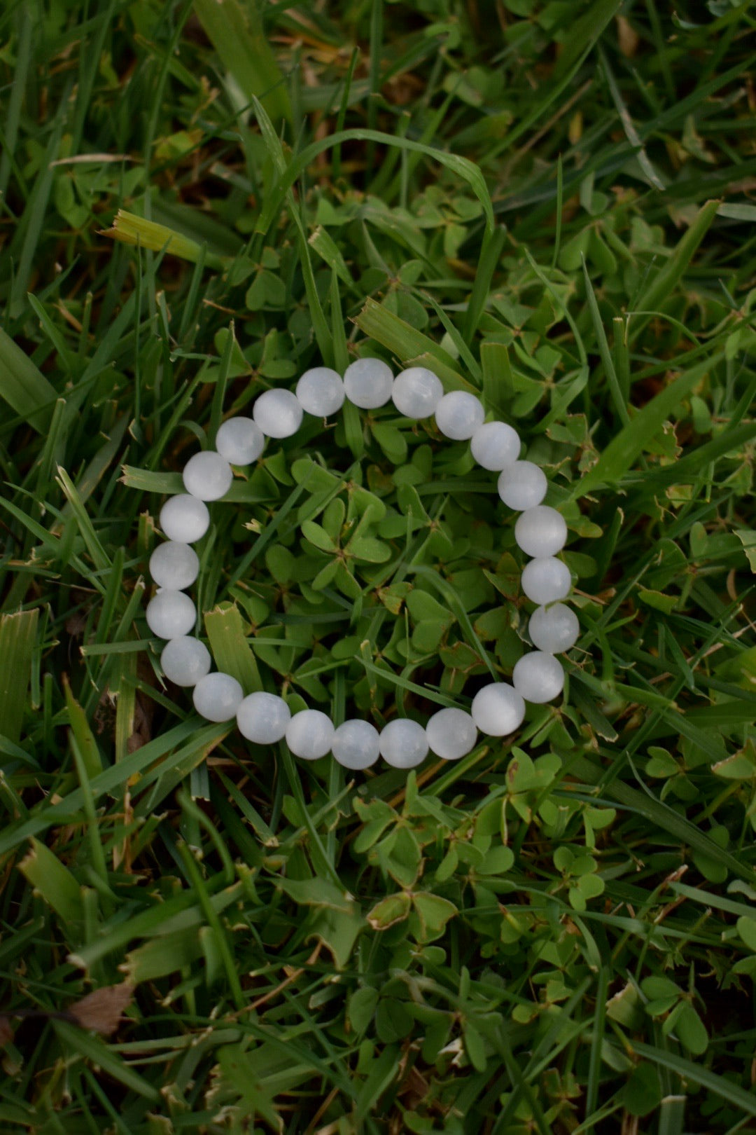 Natural WHITE SELENITE Single Stone Bracelet - grade A, 8mm Smooth Round Bead