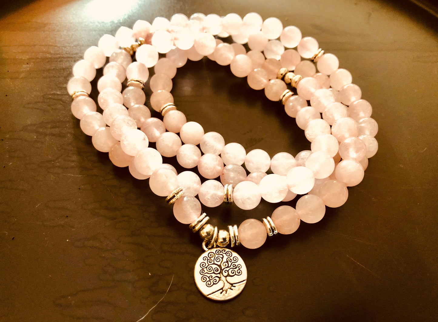 Buddhist Rose Quartz Mala Bracelet/Necklace (108 beads