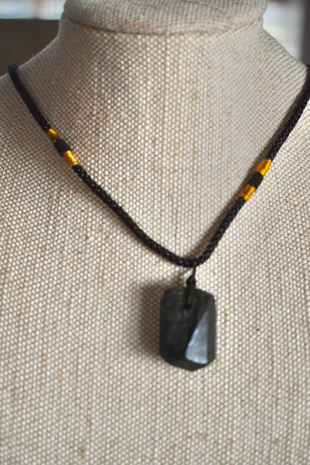 Black Tourmaline Necklace, Raw Black Tourmaline