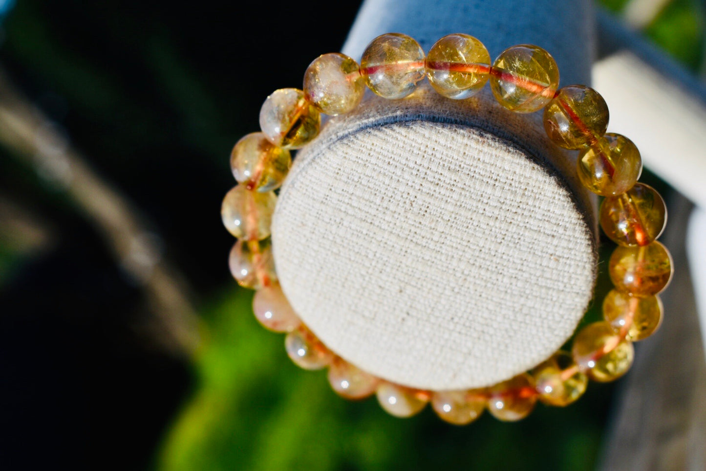 Natural Citrine Gemstone 8mm Round Beads Stretch Bracelet