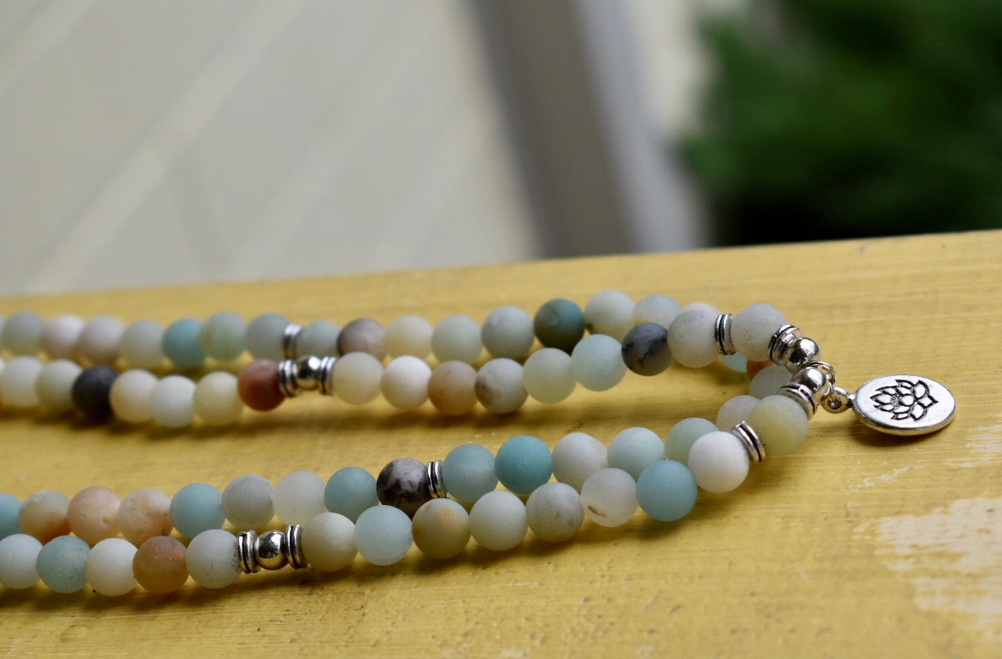 Amazonite Mala Necklace , Gemstone Bracelet