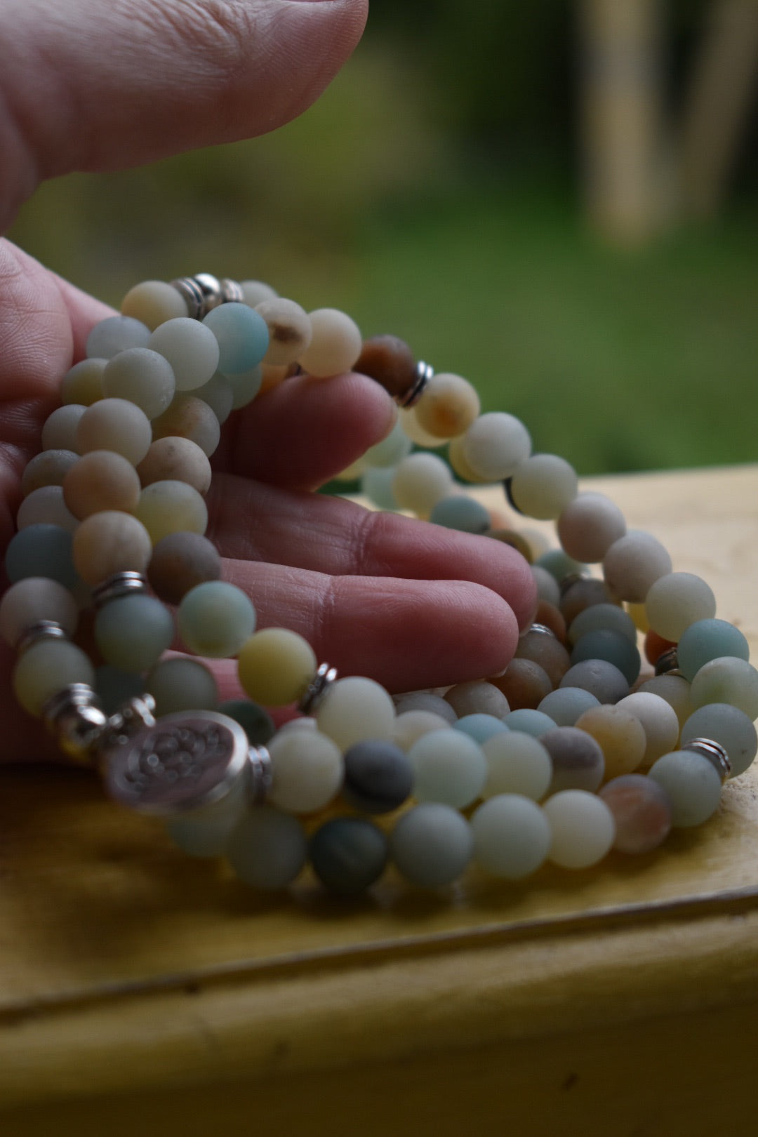 Amazonite Mala Necklace , Gemstone Bracelet