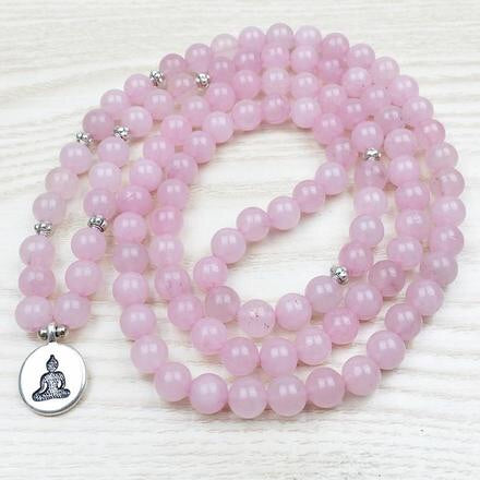 Buddhist Rose Quartz Mala Bracelet/Necklace (108 beads