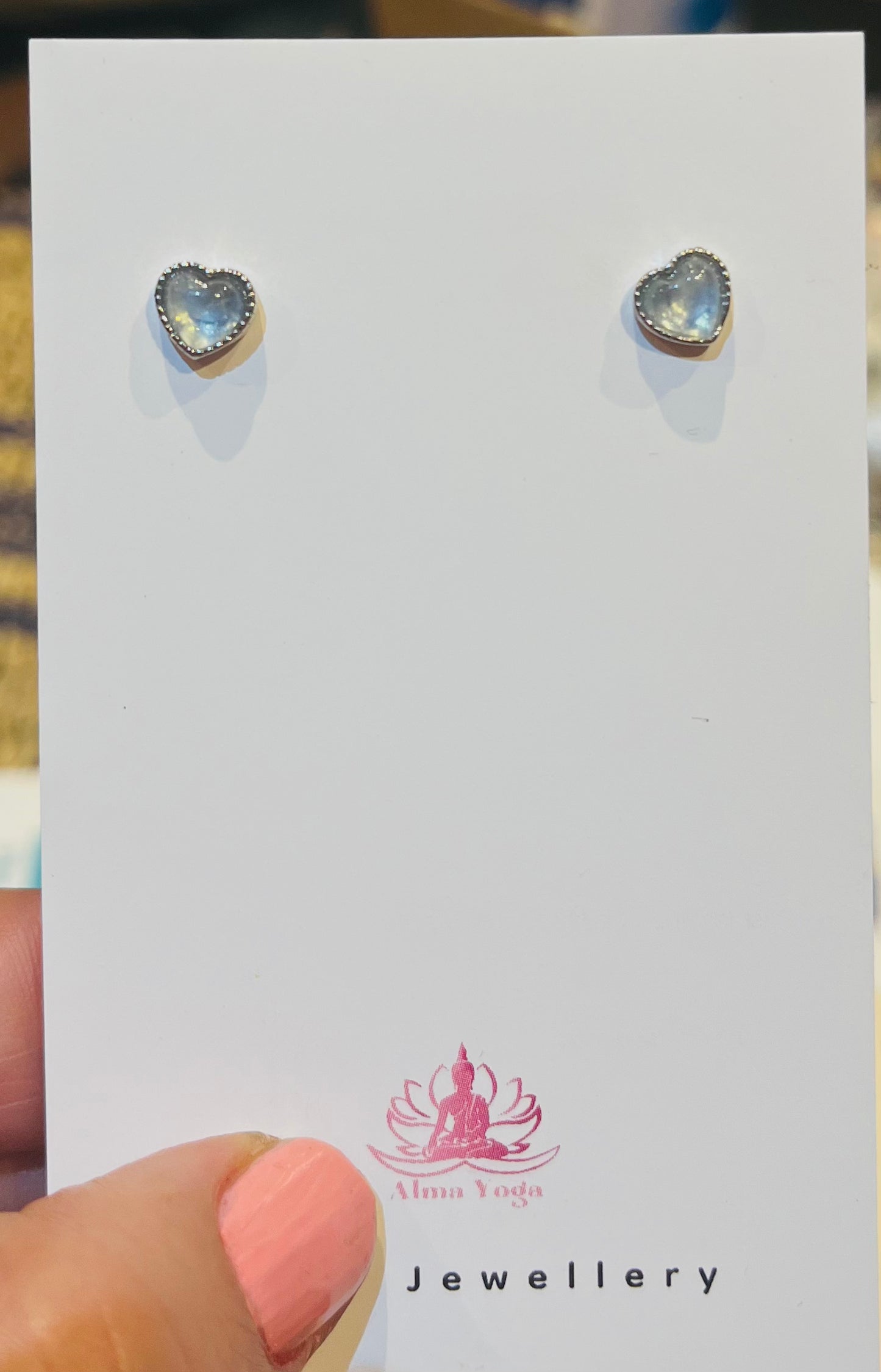 Aquamarine Polished Round and Heart Shape Stud Earrings - Sterling Silver