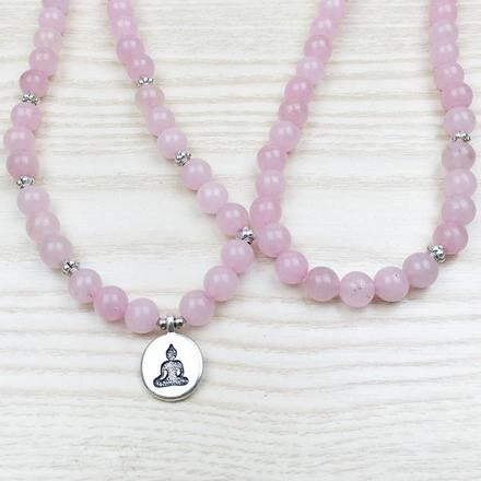 Buddhist Rose Quartz Mala Bracelet/Necklace (108 beads