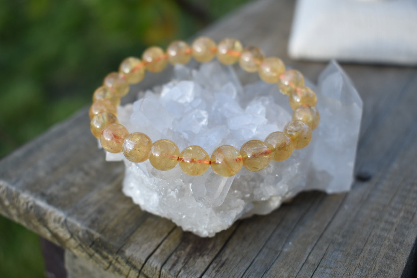 Natural Citrine Gemstone 8mm Round Beads Stretch Bracelet