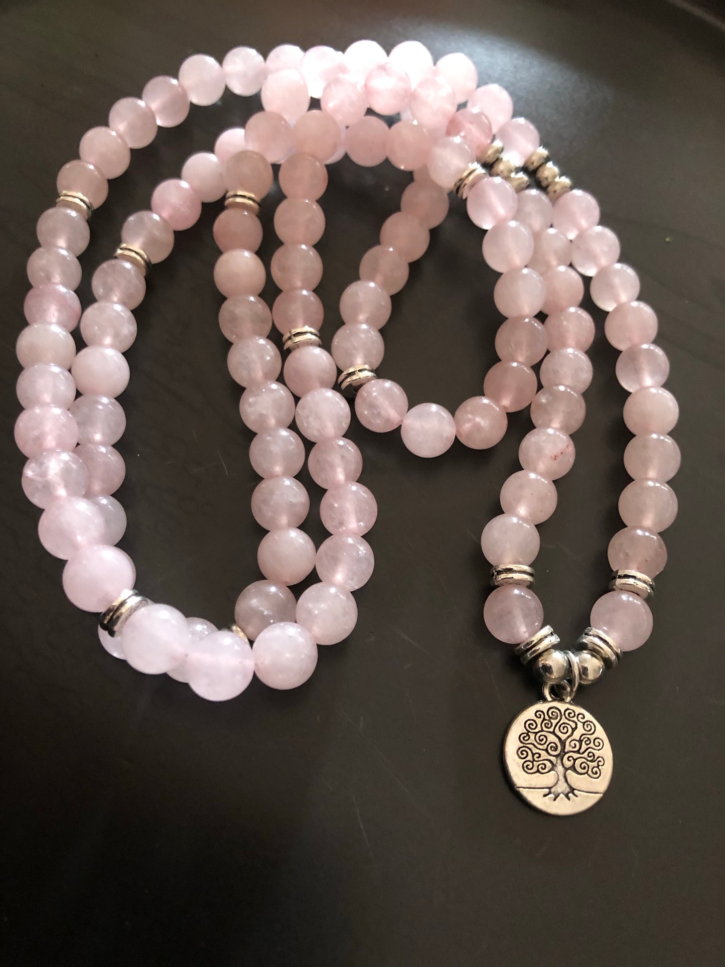 Buddhist Rose Quartz Mala Bracelet/Necklace (108 beads