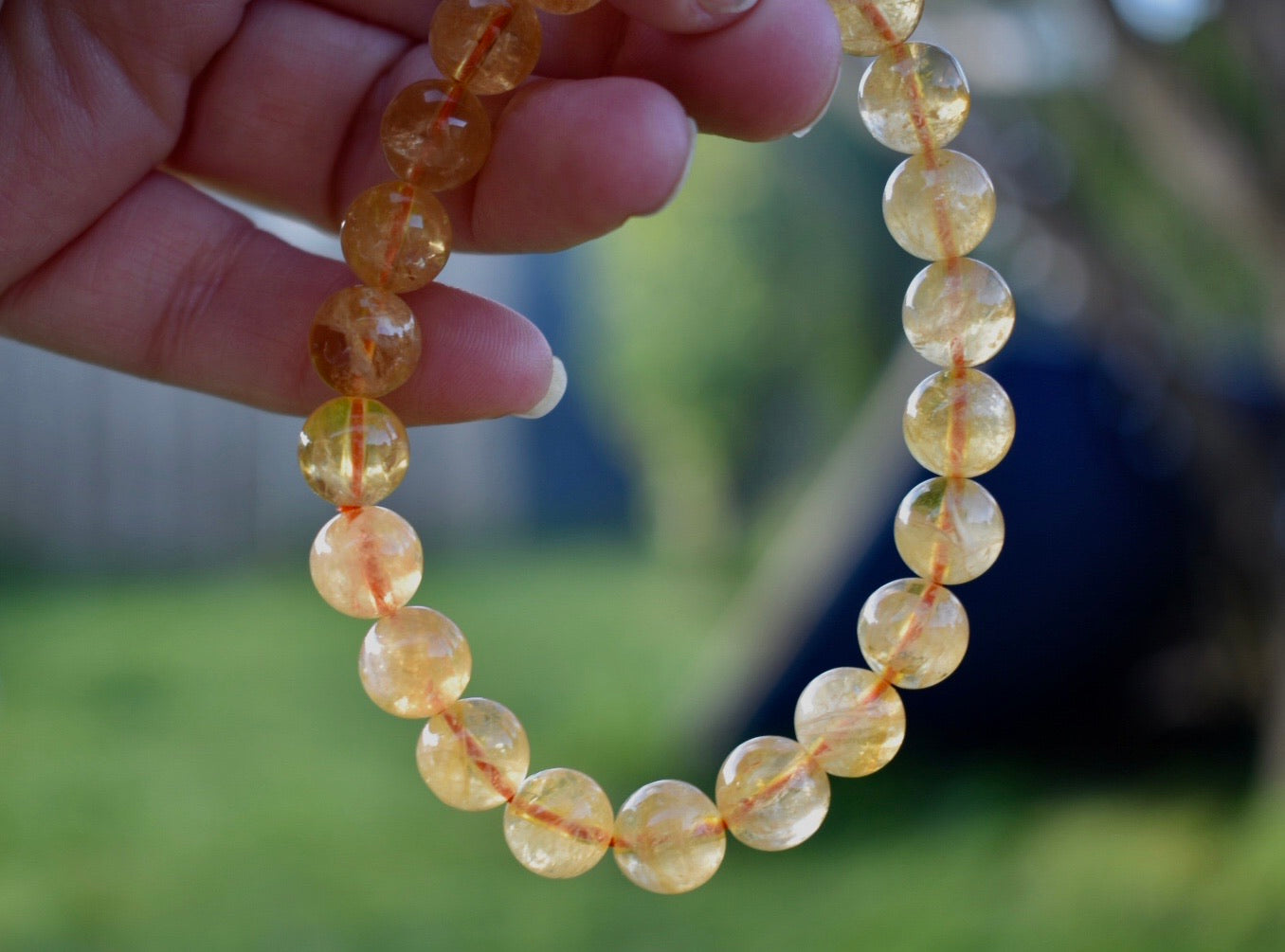 Natural Citrine Gemstone 8mm Round Beads Stretch Bracelet