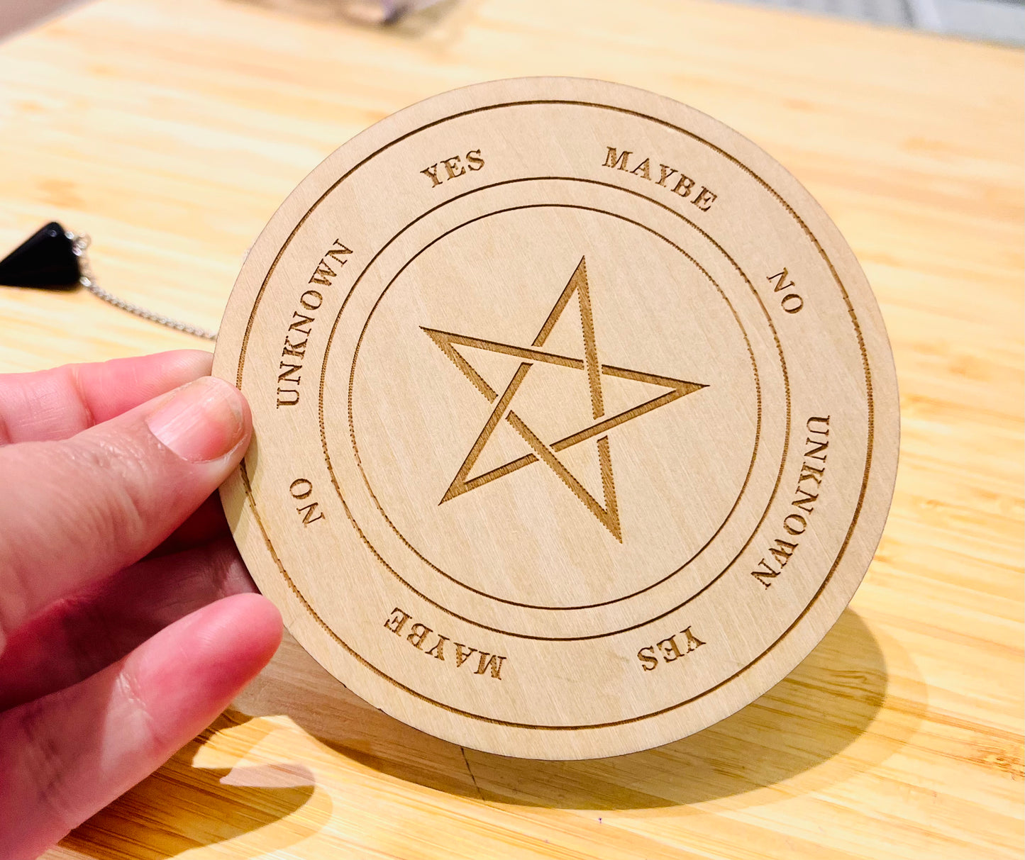Wooden Ouija Board plus Crystal Pendulum Kit