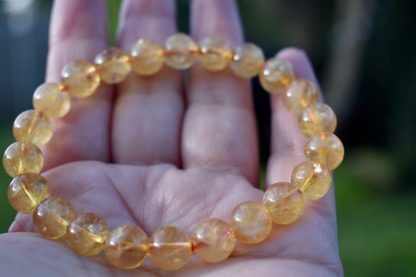 Natural Citrine Gemstone 8mm Round Beads Stretch Bracelet