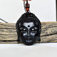 UNISEX NATURAL BLACK OBSIDIAN BUDDHA HEAD PENDANT NECKLACE