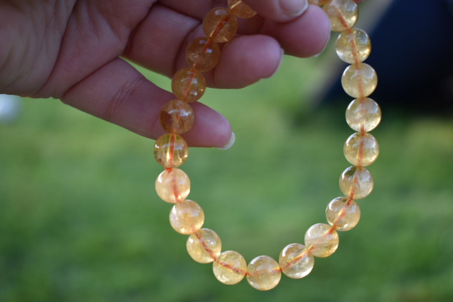 Natural Citrine Gemstone 8mm Round Beads Stretch Bracelet