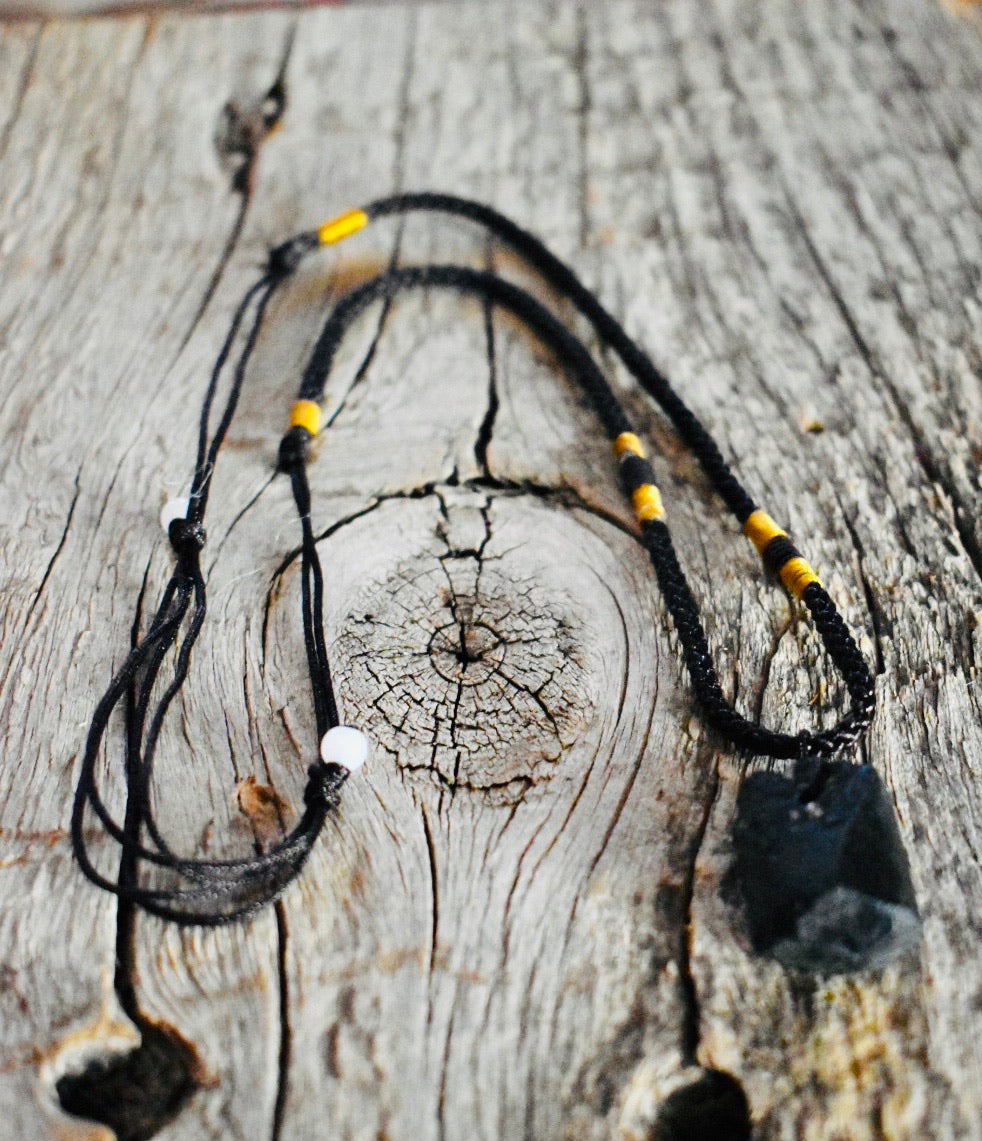 Black Tourmaline Necklace, Raw Black Tourmaline