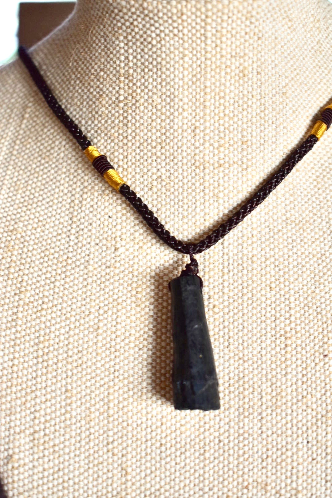 Black Tourmaline Necklace, Raw Black Tourmaline