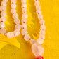 Rose Quartz 8 mm Diamond Cut Mala & Necklace, Rose Quartz Guru Bead