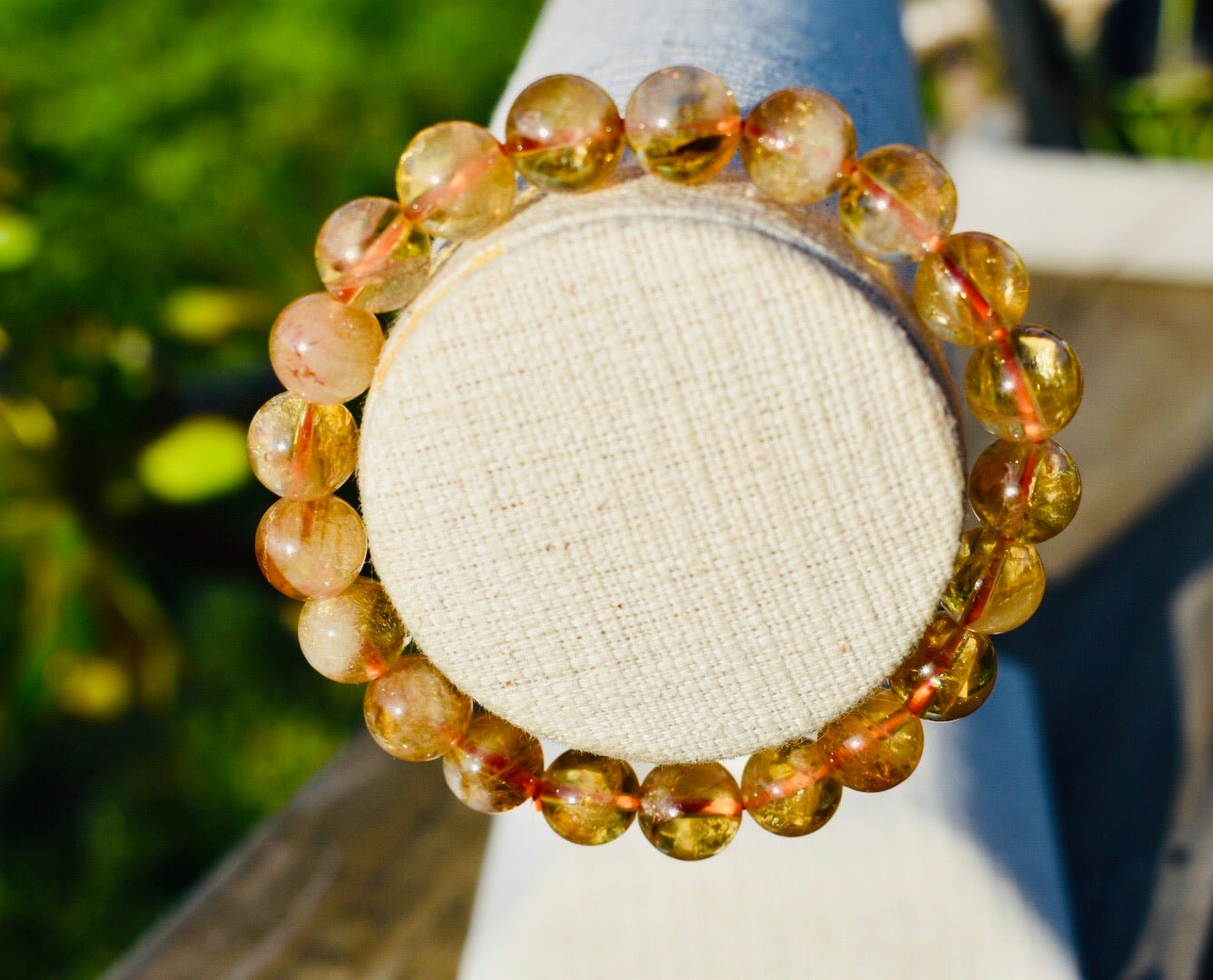 Natural Citrine Gemstone 8mm Round Beads Stretch Bracelet