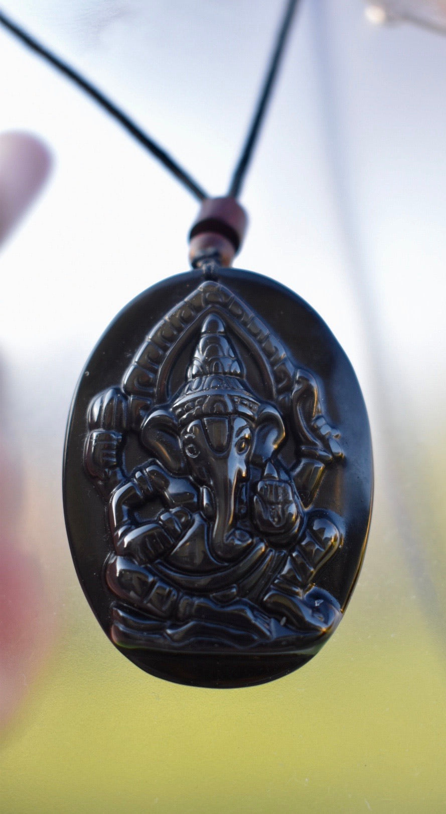 WEALTH GANESHA OBSIDIAN NECKLACE