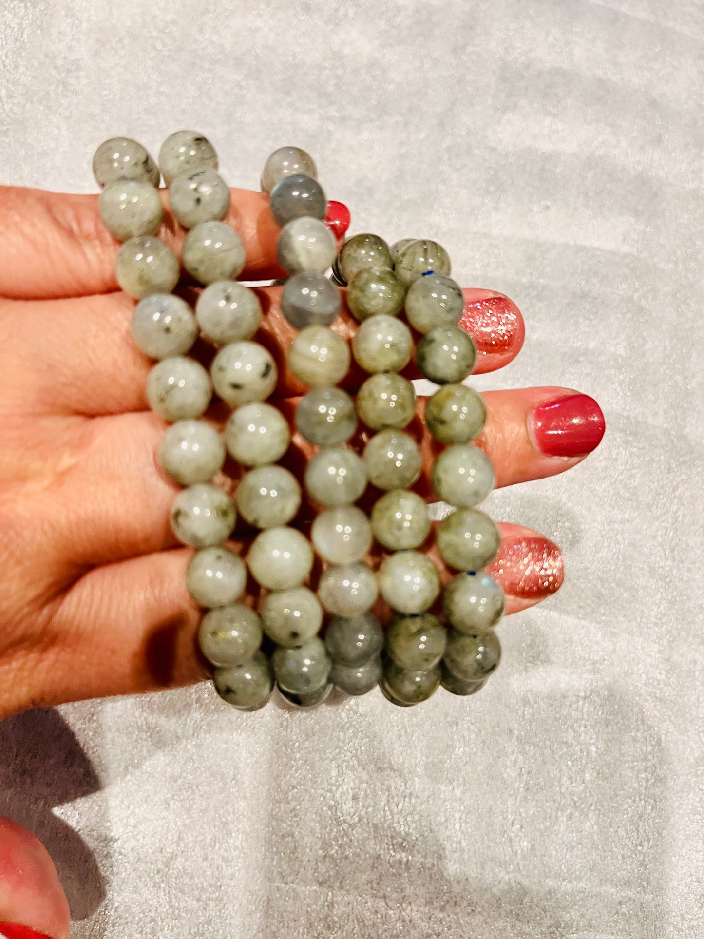 Natural Labradorite Beaded Stretchy Bracelet