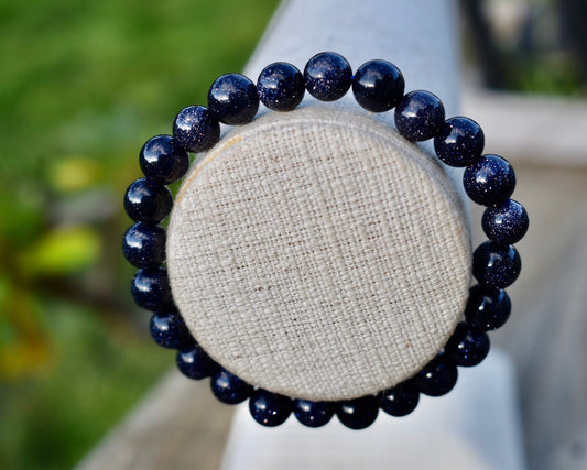 Blue Sandstone or Goldstone 8mm Unisex Bracelet