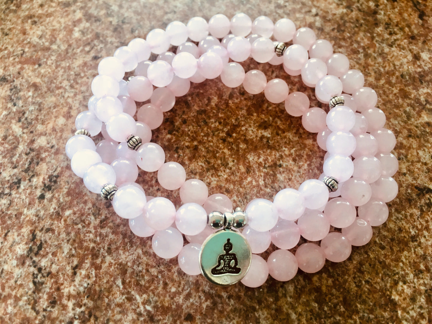 Buddhist Rose Quartz Mala Bracelet/Necklace (108 beads
