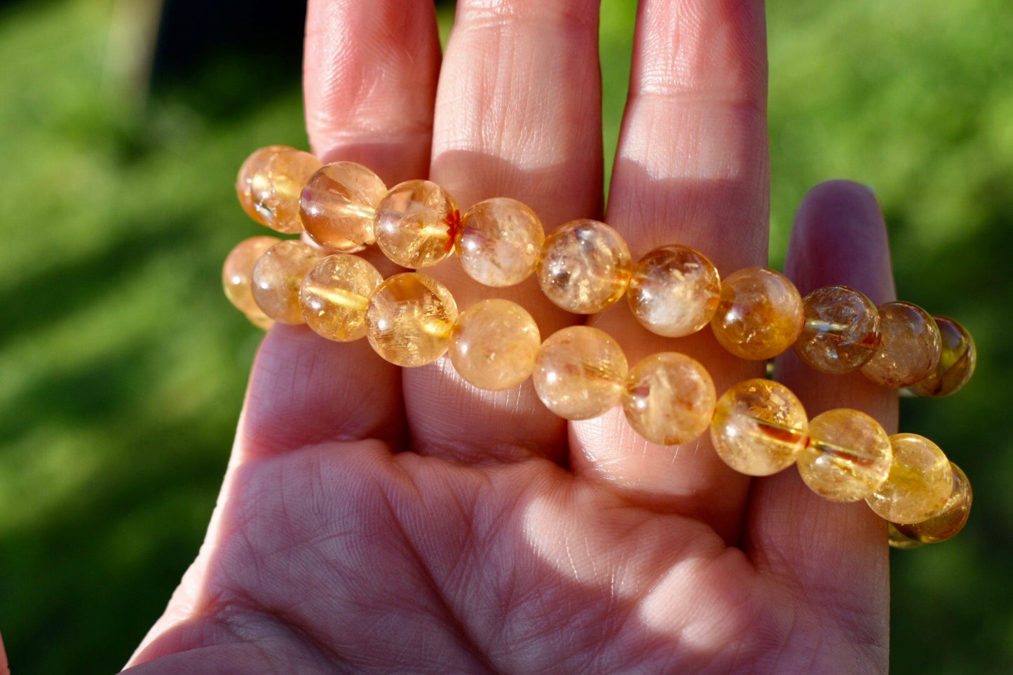 Natural Citrine Gemstone 8mm Round Beads Stretch Bracelet